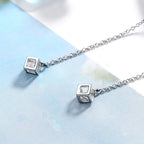 Women's Earrings with Elegant Square Pendant and Shimmering Zirconia