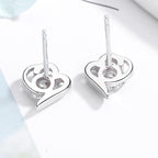 Women's Stud Earrings with Stylish Heart Design and Sparkling Crystals