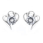 Women's Stud Earrings with Stylish Heart Design and Sparkling Crystals
