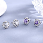 Women's Stud Earrings with Delicate Flower Design, Sparkling Crystals