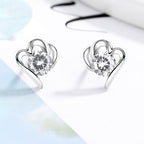 Women's Stud Earrings with Stylish Heart Design and Sparkling Crystals