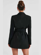 Black women's blazer dress with V neck | Samantha Style