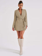 Black women's blazer dress with V neck | Samantha Style