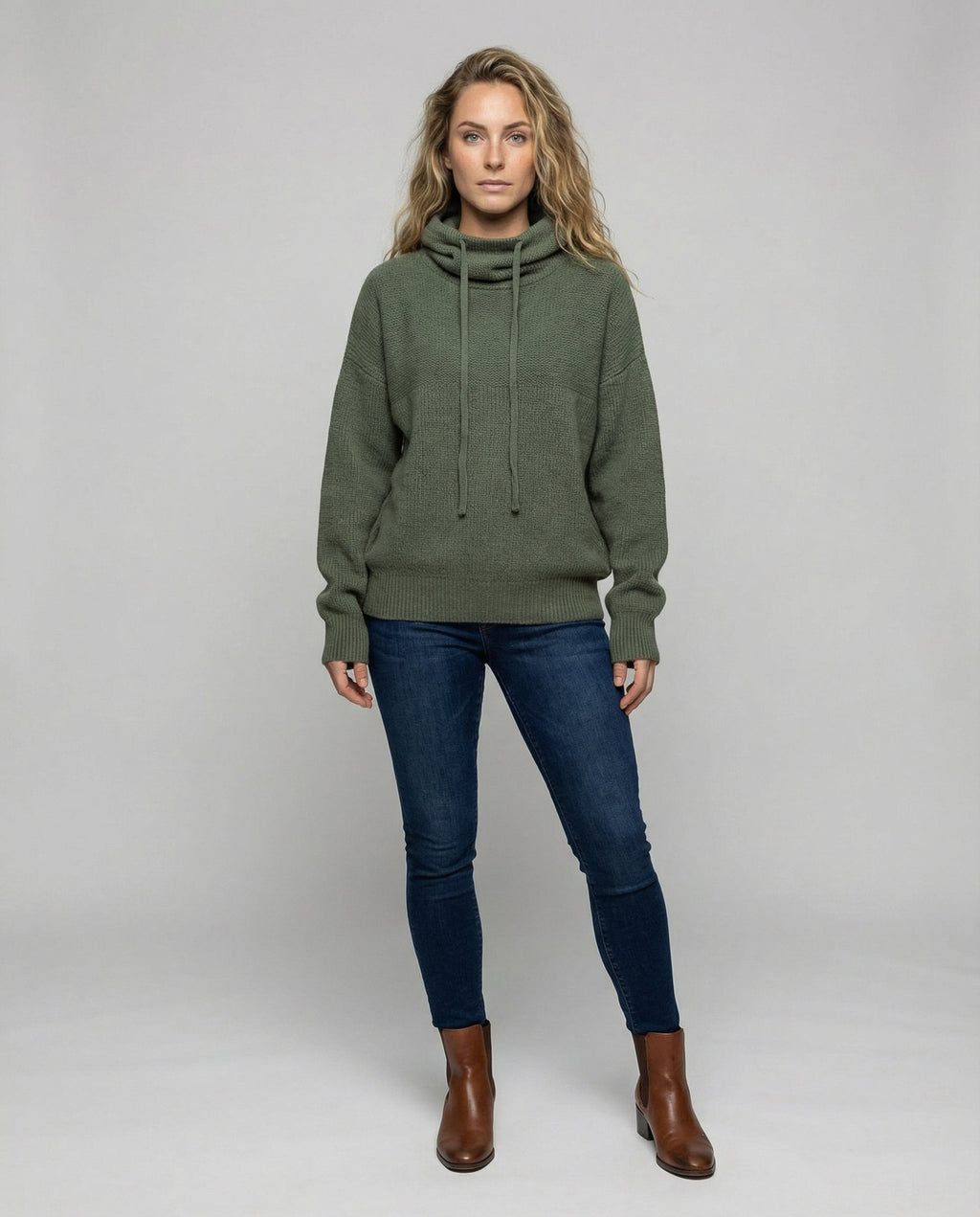 Casual, stylish pullover with stack collar | Samantha Style