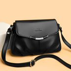 Women's Pebbled Leatherette Flap Crossbody Bag with Adjustable Strap