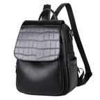 Women's Textured Faux Leather Backpack with Croc-Embossed Flap