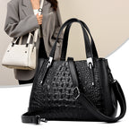 Women's Structured Crocodile Embossed Leather Satchel