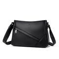 Women's Pebbled Leather Crossbody Shoulder Bag with Angled Zip Pocket