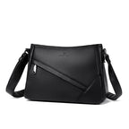 Women's Pebbled Leather Crossbody Shoulder Bag with Angled Zip Pocket