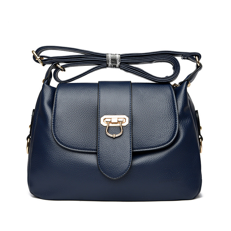 Women's Structured Pebbled PU Leather Crossbody Satchel with Flap