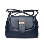 Women's Structured Pebbled PU Leather Crossbody Satchel with Flap