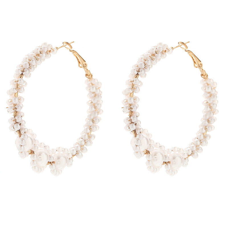 Women's Hoops with Artistic Pearl Design