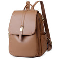 Women's Structured Pebbled Faux Leather Backpack with Anti-Theft Flap