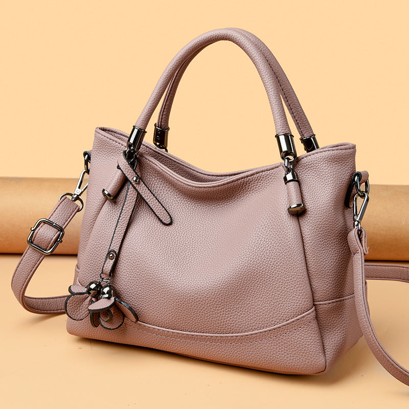 Women's Pebbled Faux Leather Satchel with Double Top Handles
