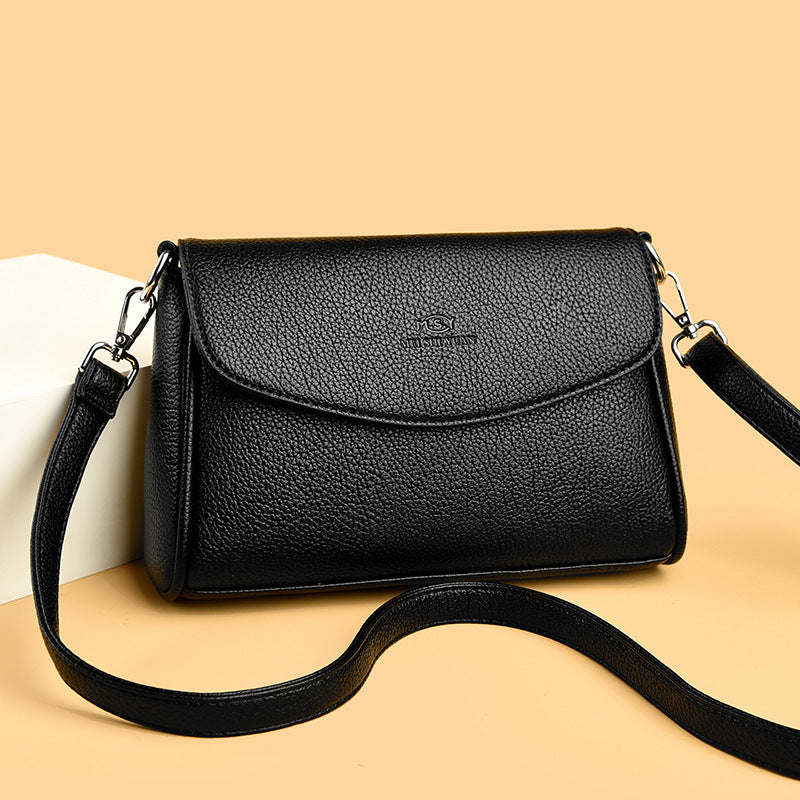 Women's Pebbled Faux Leather Crossbody Flap Bag