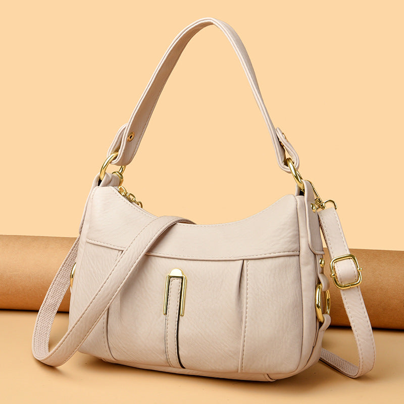 Women's Pebble Leather Shoulder Hobo Bag
