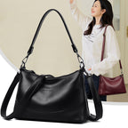 Women's Genuine Pebble Leather Crescent Shoulder Bag