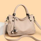 Women's Pebbled Faux Leather Satchel with Double Top Handles