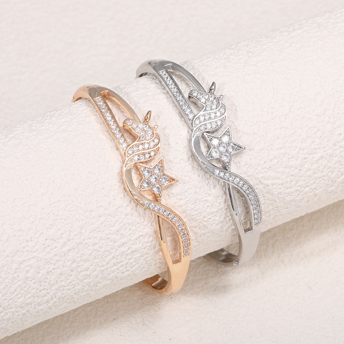 Women's Bangle with Elegant Infinity Pattern and Sparkling Zirconia