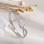 Women's Bangle with Elegant Infinity Pattern and Sparkling Zirconia