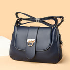 Women's Structured Pebbled PU Leather Crossbody Satchel with Flap