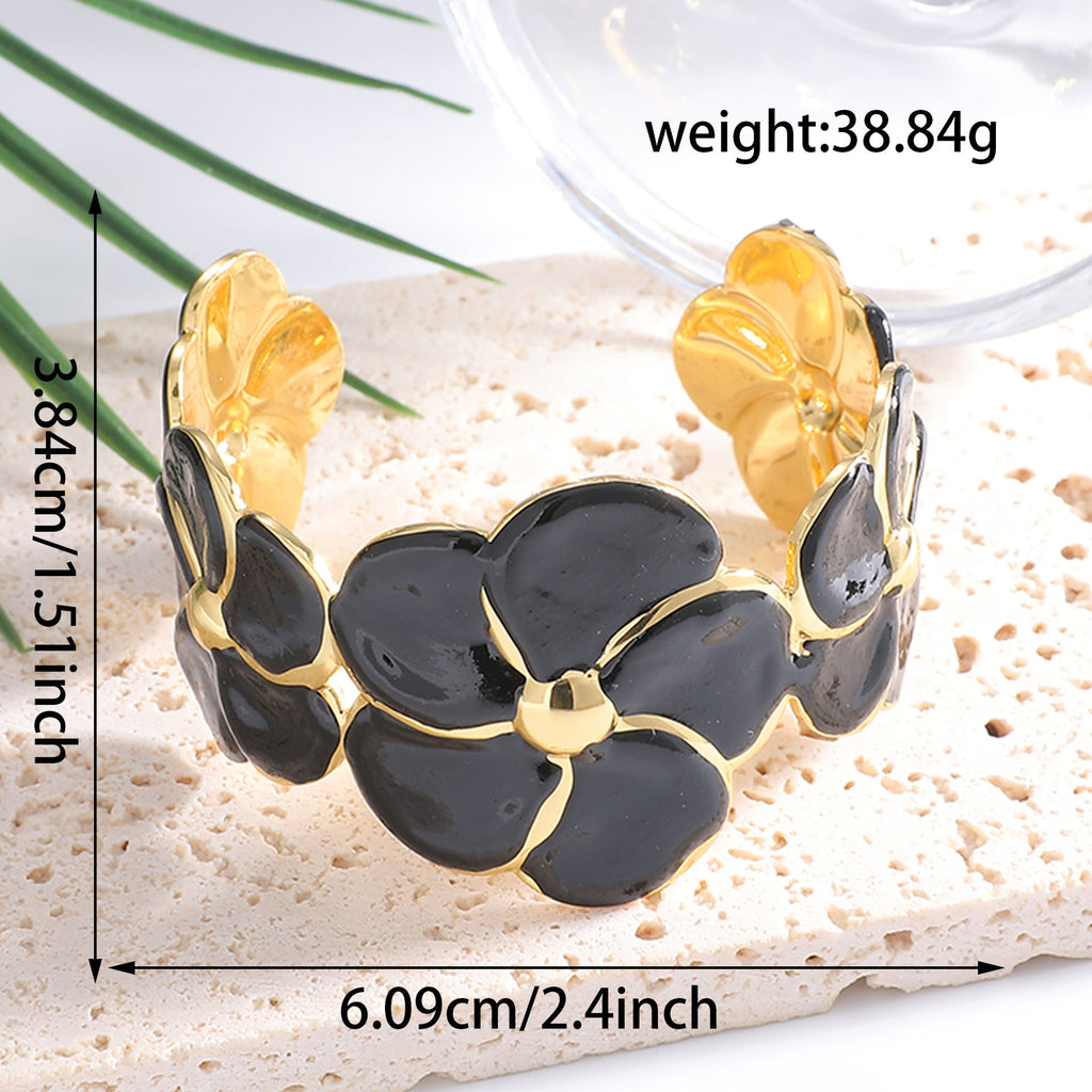 Women's Cuff Bracelet with Elaborate Flower Pattern