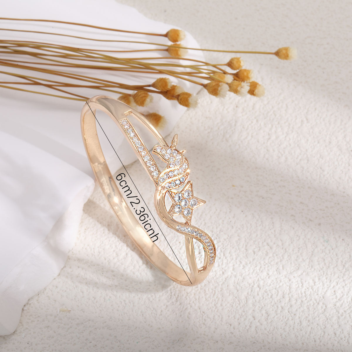 Women's Bangle with Elegant Infinity Pattern and Sparkling Zirconia