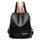 Women's Embossed Pebble Leather Backpack Tote with Top Handle