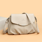 Women's Pebbled Leatherette Flap Crossbody Bag with Adjustable Strap
