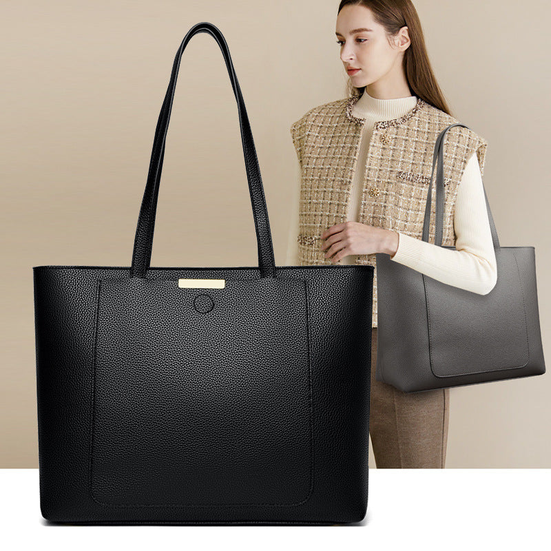 Women's Pebbled Leather Structured Tote Bag