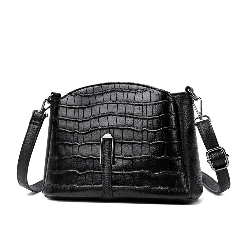 Women's Croc Embossed Structured Crossbody Bag with Adjustable Strap