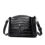 Women's Croc Embossed Structured Crossbody Bag with Adjustable Strap