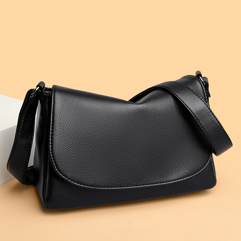Women's Structured Pebble-Grain Leather Saddle Shoulder Bag
