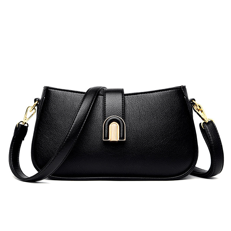 Women's Curved Minimalist Crossbody Bag with Magnetic Arch Clasp