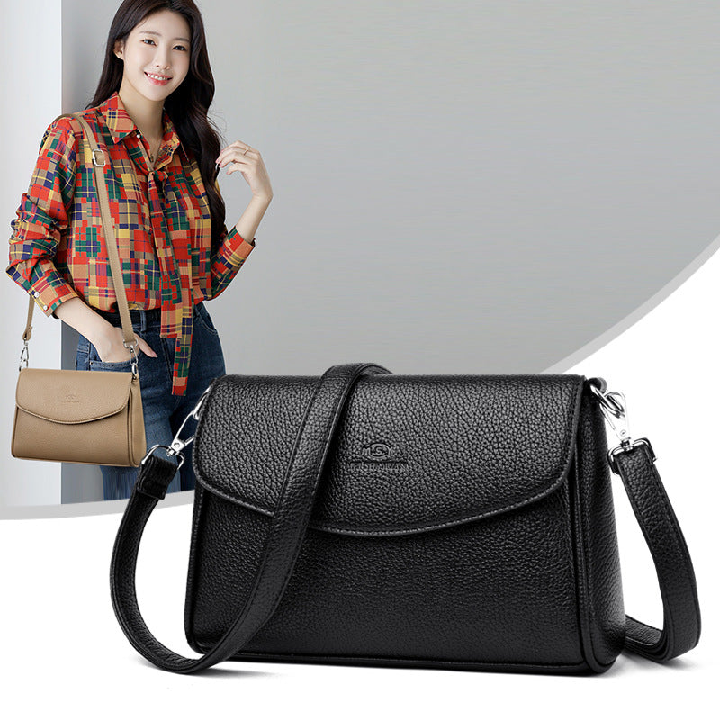 Women's Pebbled Faux Leather Crossbody Flap Bag