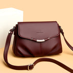 Women's Pebbled Leatherette Flap Crossbody Bag with Adjustable Strap