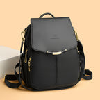 Women's Pebbled Leather Anti-Theft Flap Backpack