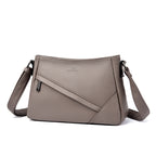 Women's Pebbled Leather Crossbody Shoulder Bag with Angled Zip Pocket