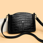 Women's Croc Embossed Structured Crossbody Bag with Adjustable Strap