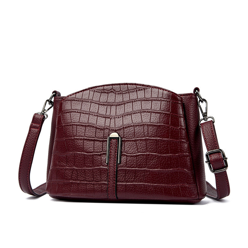 Women's Croc Embossed Structured Crossbody Bag with Adjustable Strap