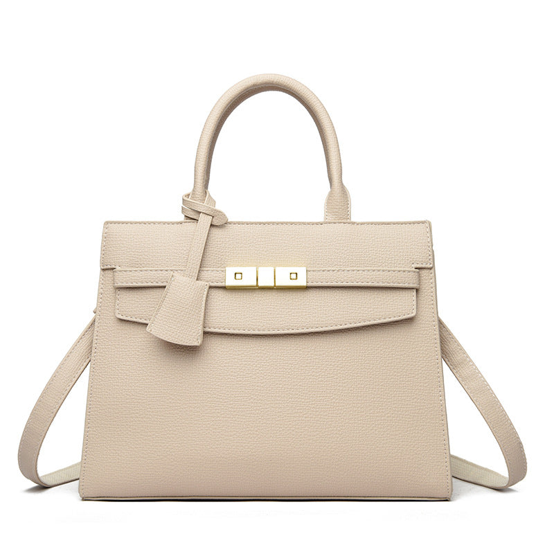 Women's Pebbled Grain Leather Structured Tote Satchel with Top Handle