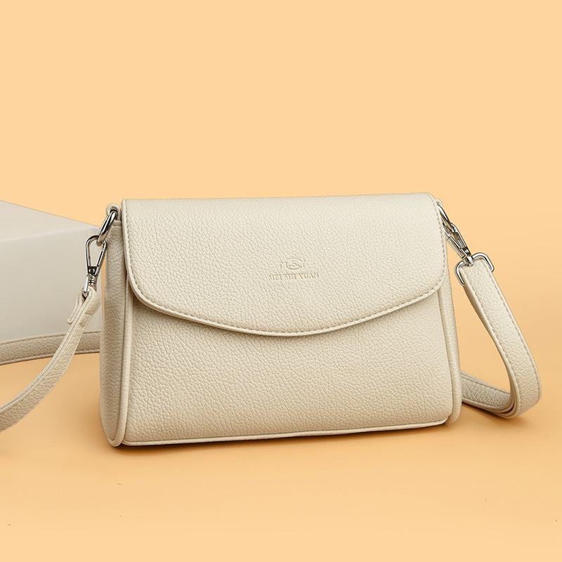 Women's Pebbled Faux Leather Crossbody Flap Bag
