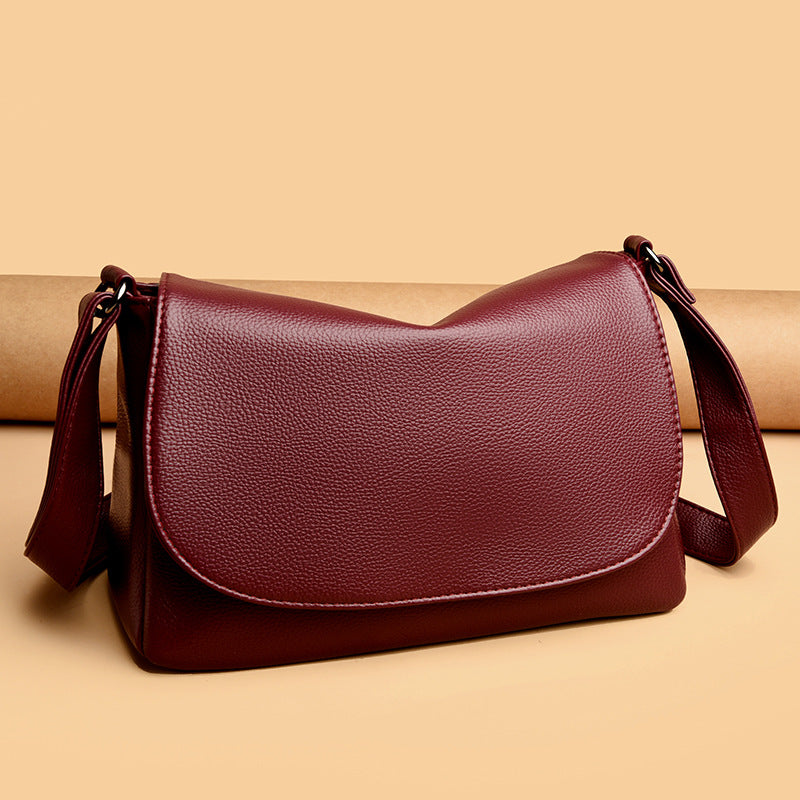 Women's Structured Pebble-Grain Leather Saddle Shoulder Bag