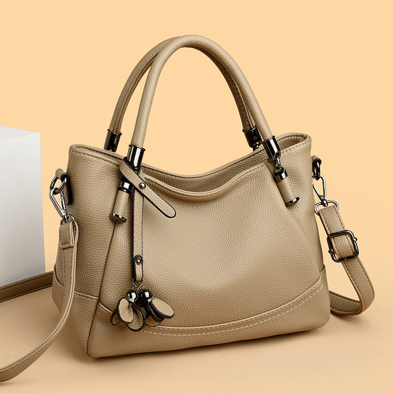 Women's Pebbled Faux Leather Satchel with Double Top Handles