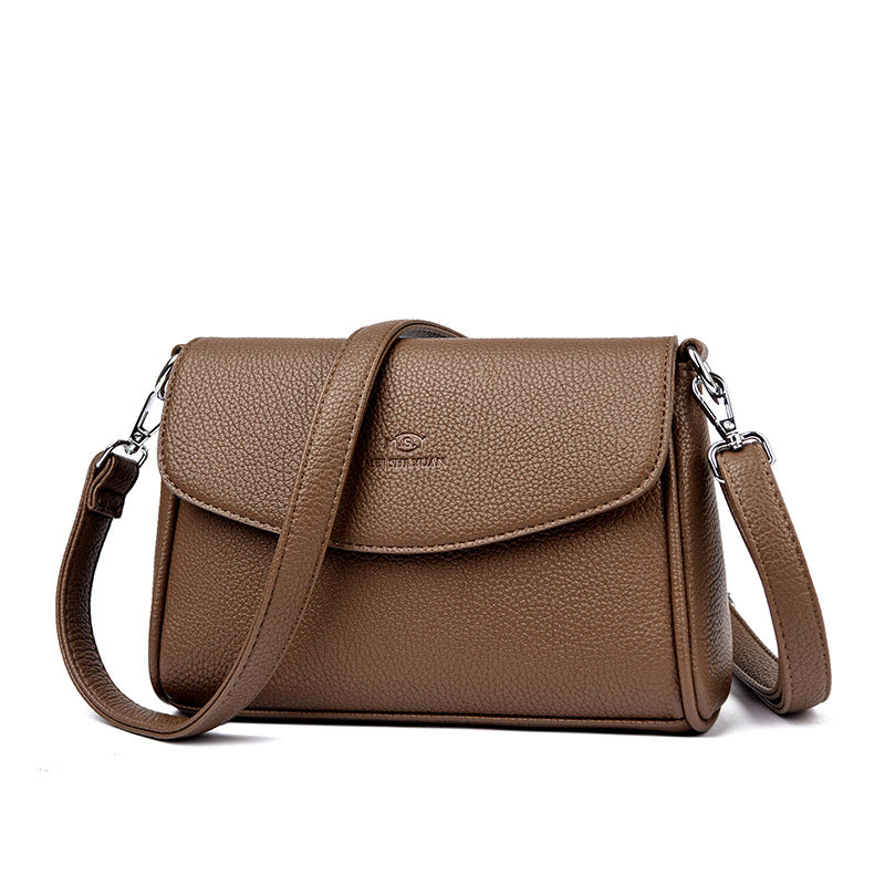 Women's Pebbled Faux Leather Crossbody Flap Bag