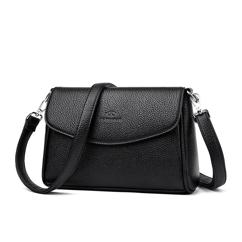 Women's Pebbled Faux Leather Crossbody Flap Bag