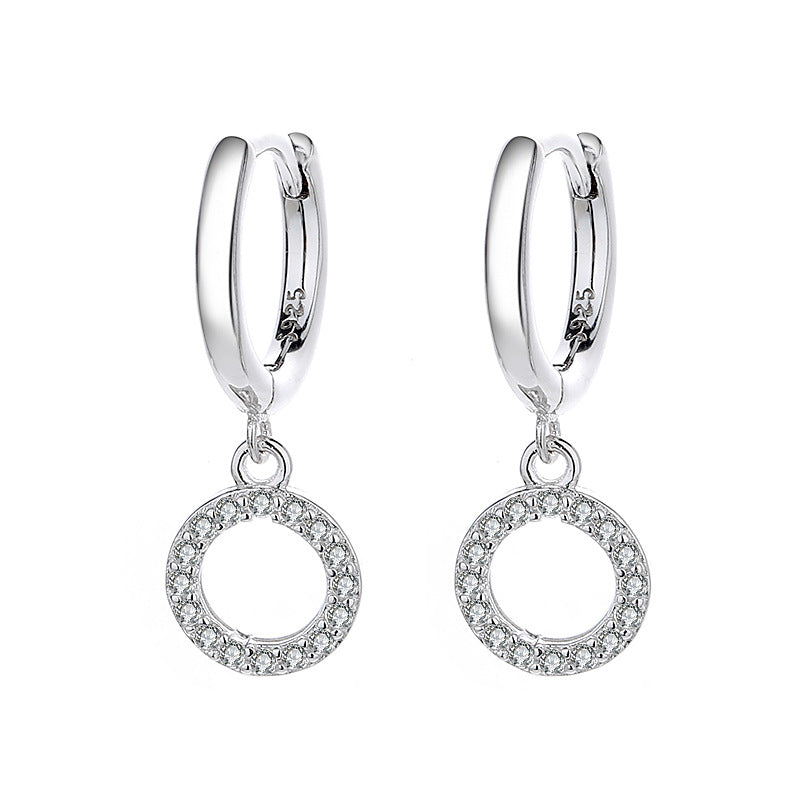 Women's Earrings with Sparkling Circle Pendant