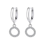 Women's Earrings with Sparkling Circle Pendant