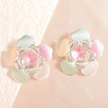 Women's Flower Earrings with Intricate Design and Glossy Accents