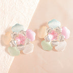 Women's Flower Earrings with Intricate Design and Glossy Accents